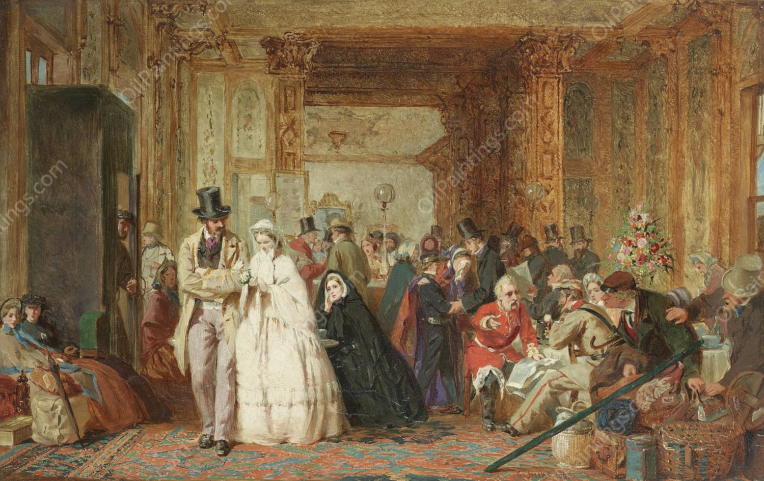 The Buffet, Swindon Station  by George Elgar Hicks - Hand-Painted Oil Painting Reproduction