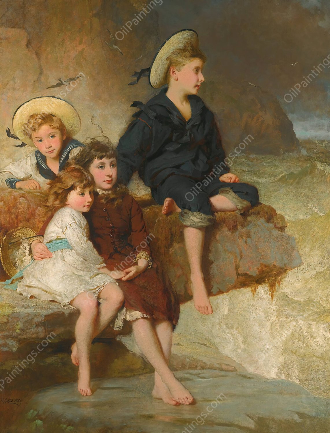 The Children Of Sir H. Hussey Vivian  by George Elgar Hicks - Hand-Painted Oil Painting Reproduction
