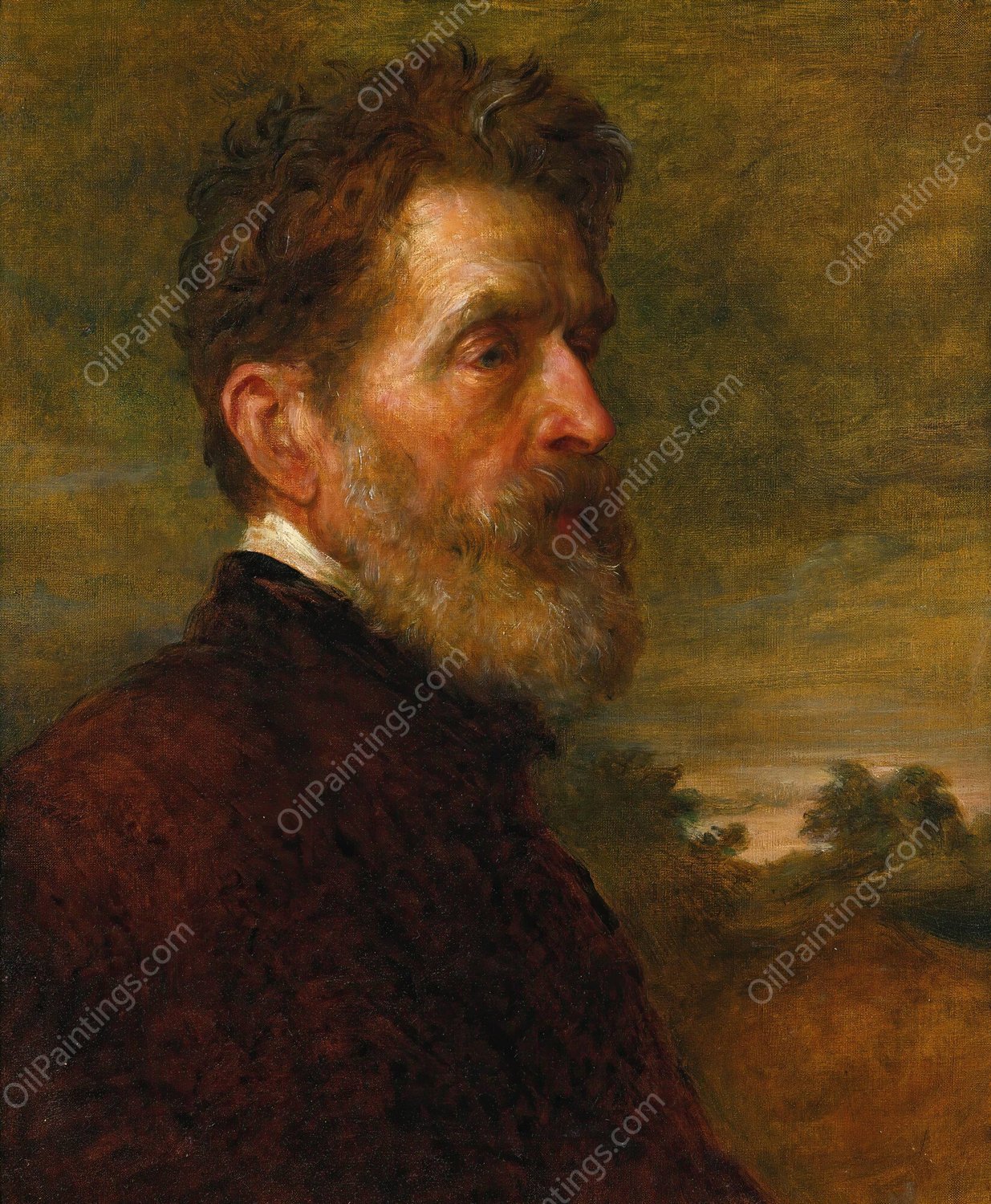 Portrait Of Major General Talbot by George Frederic Watts - Hand-Painted Oil Painting Reproduction