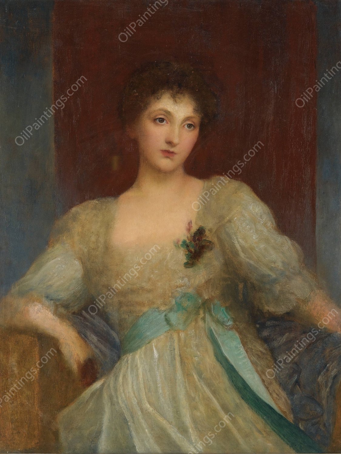Portrait Of Norah Bourke by George Frederic Watts - Hand-Painted Oil Painting Reproduction