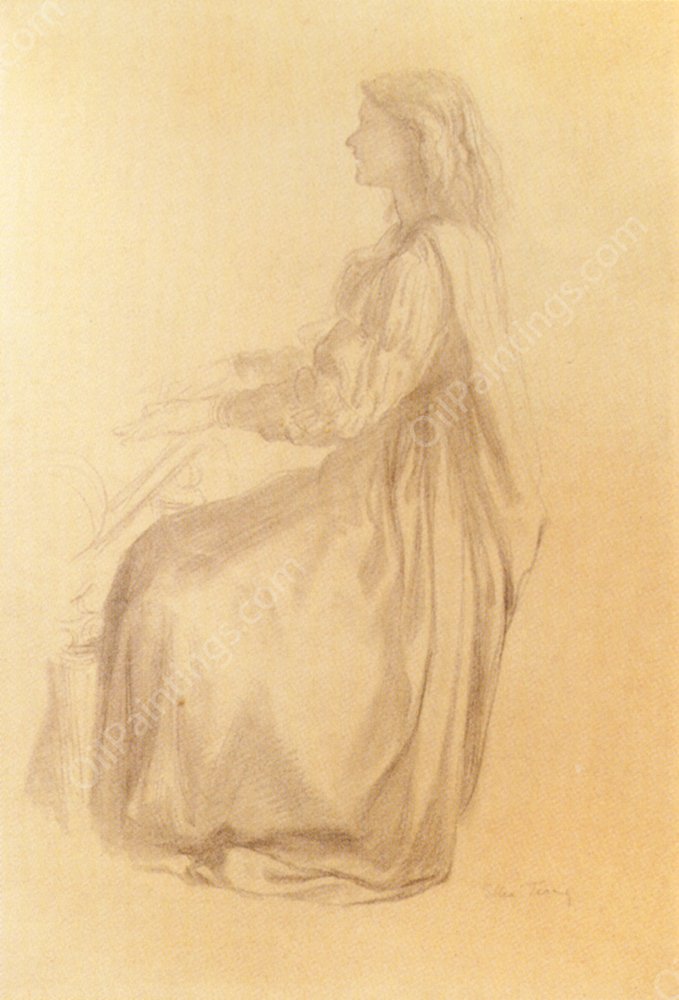 Ellen Terry At The Piano by George Frederick Watts - Hand-Painted Oil Painting Reproduction