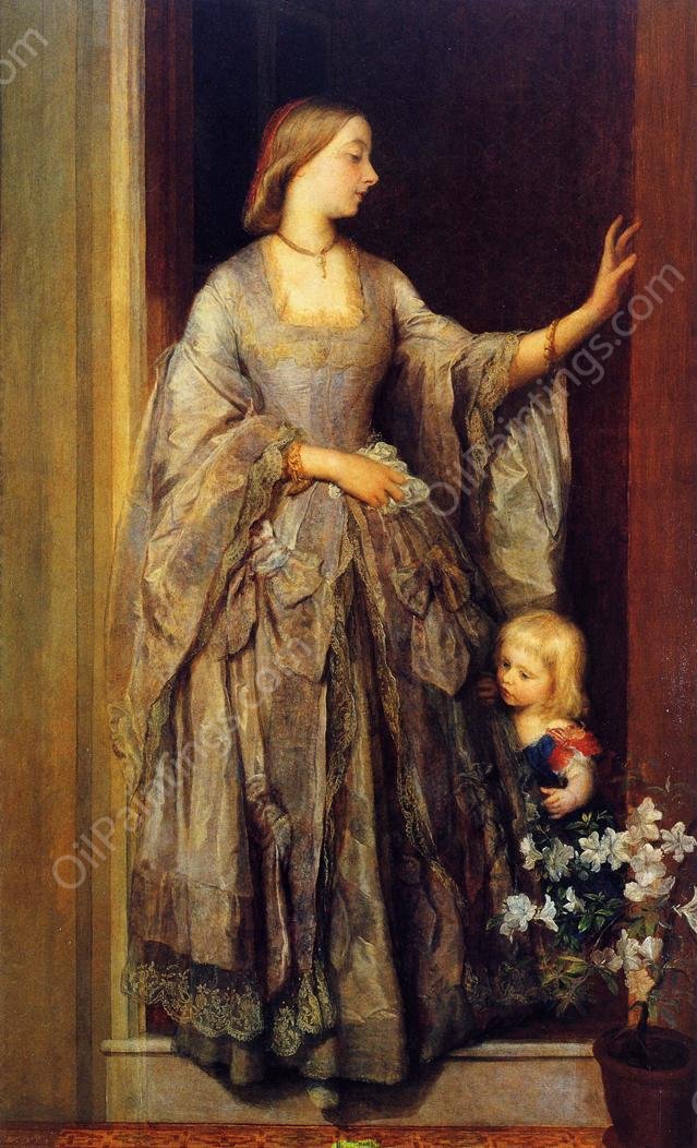 Lady Margaret Beaumont and Her Daughter by George Frederick Watts - Hand-Painted Oil Painting Reproduction