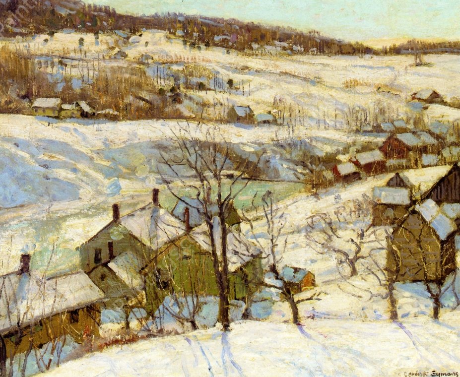 Berkshire Hills, Winter by George Gardner Symons - Hand-Painted Oil Painting Reproduction