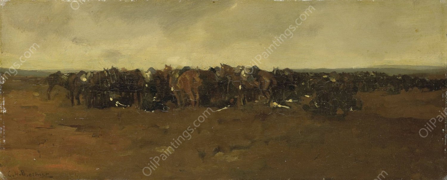 Cavalry at Repose  by George Hendrik Breitner - Hand-Painted Oil Painting Reproduction