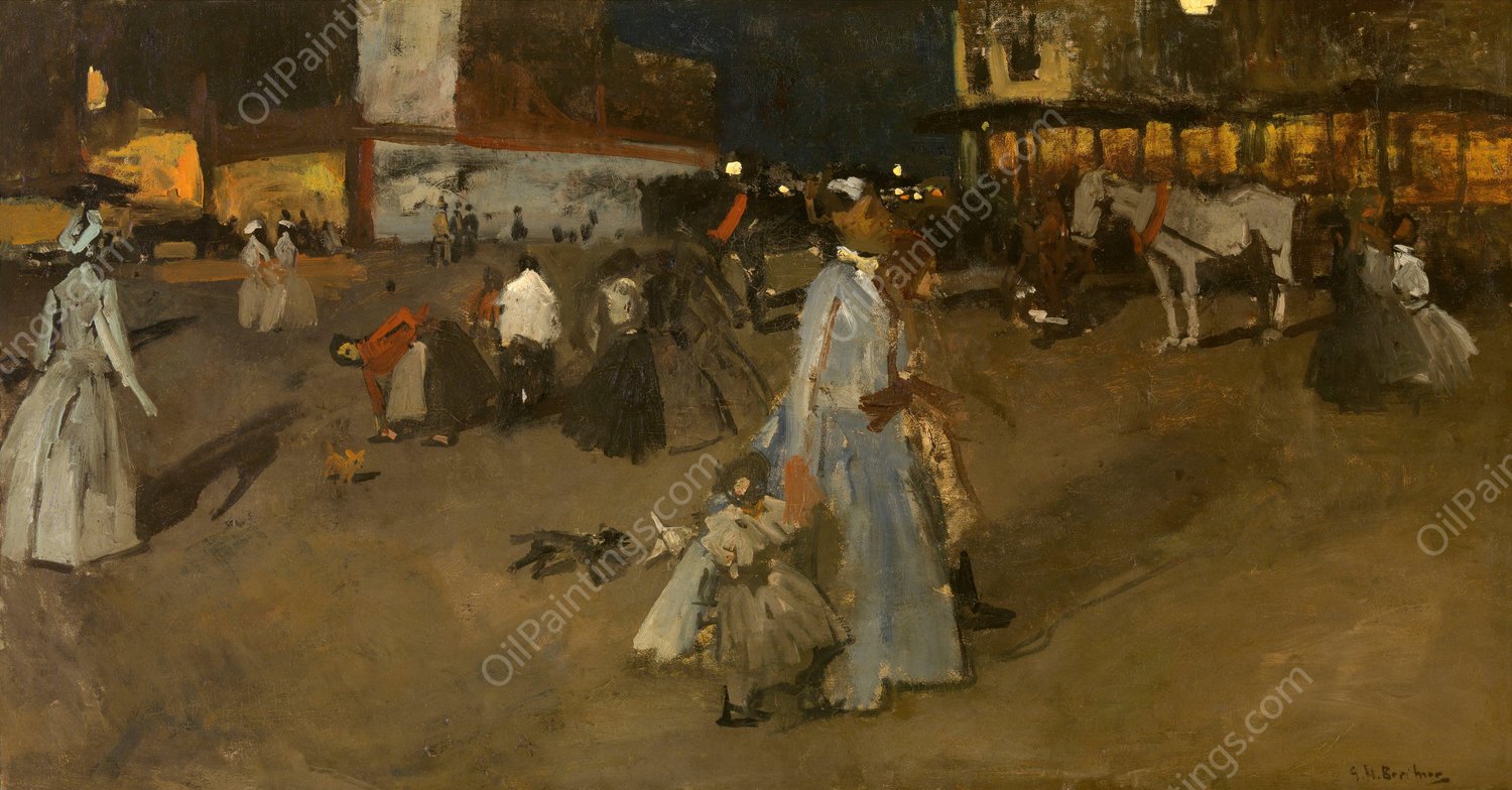 Evening on Dam Square in Amsterdam by George Hendrik Breitner - Hand-Painted Oil Painting Reproduction
