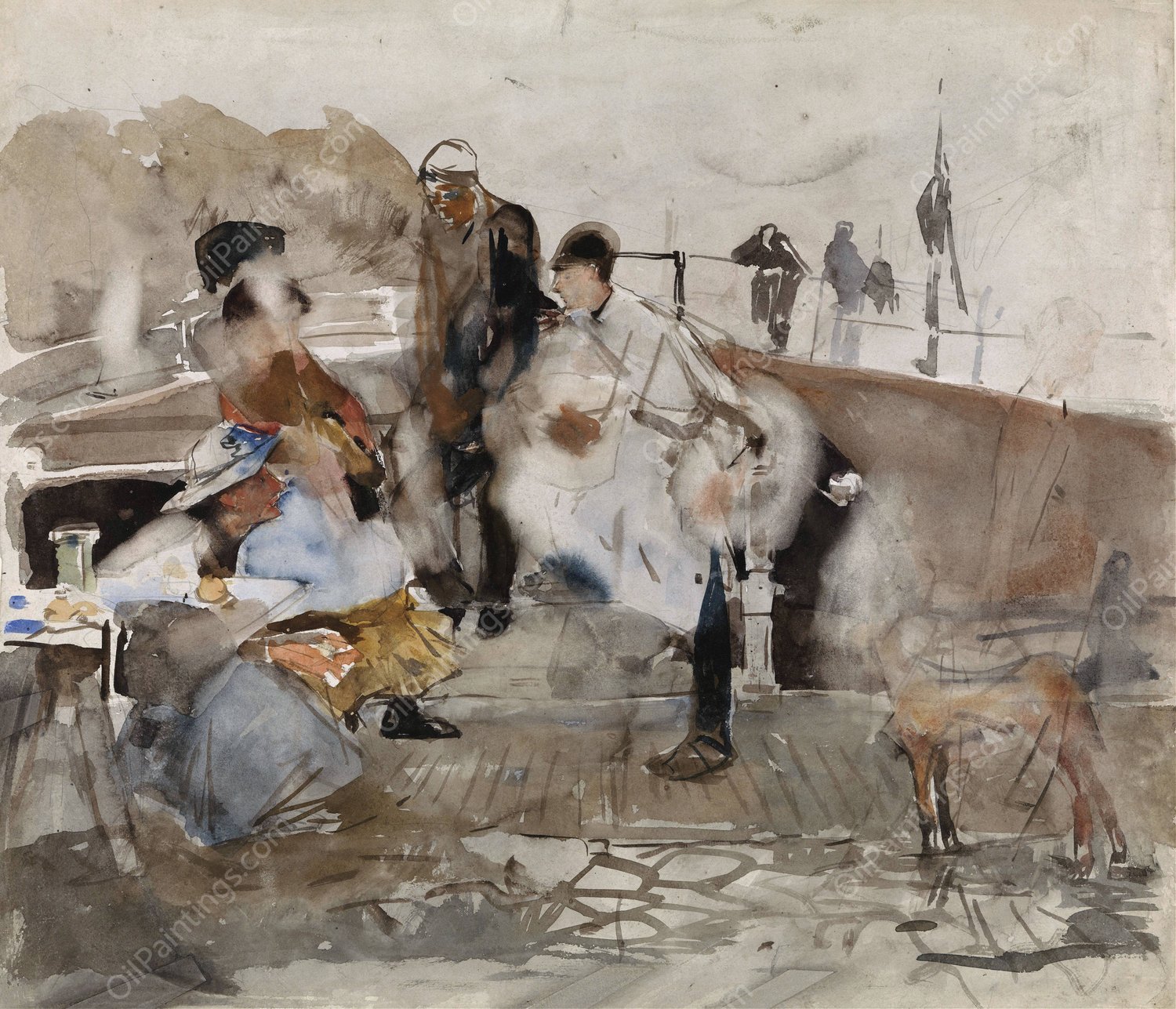 Gezelschap op een boot  by George Hendrik Breitner - Hand-Painted Oil Painting Reproduction