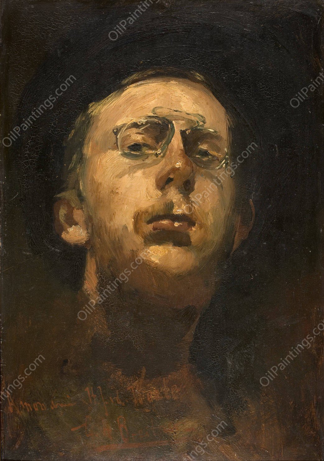 Self-portrait with pince-nez by George Hendrik Breitner - Hand-Painted Oil Painting Reproduction