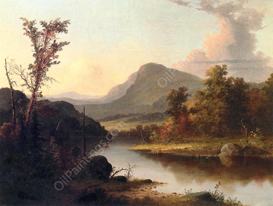 Autumn Landscape by George Henry Durrie - Hand-Painted Oil Painting Reproduction