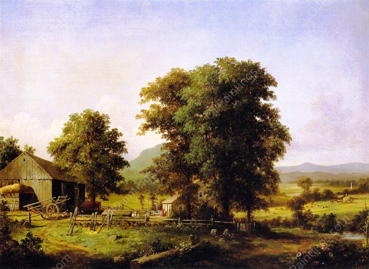Summer Landscape by George Henry Durrie - Hand-Painted Oil Painting Reproduction