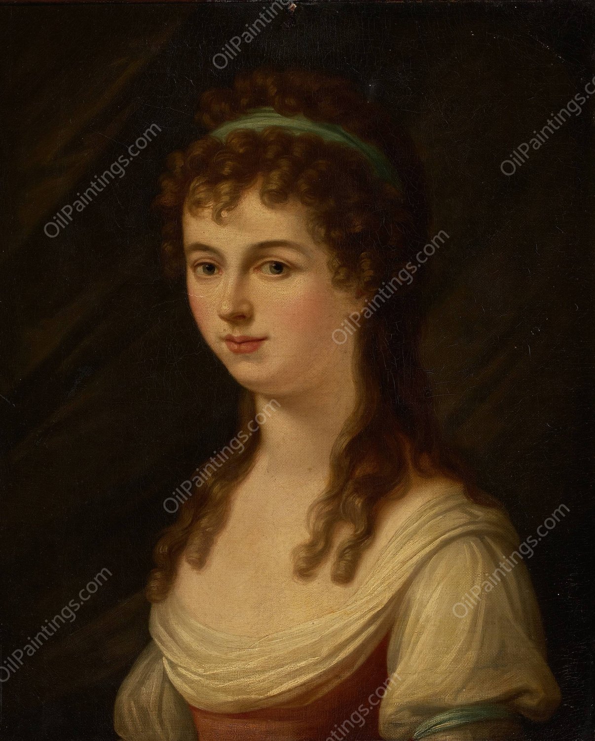 Portrait of a Young Lady by George Henry Harlow - Hand-Painted Oil Painting Reproduction