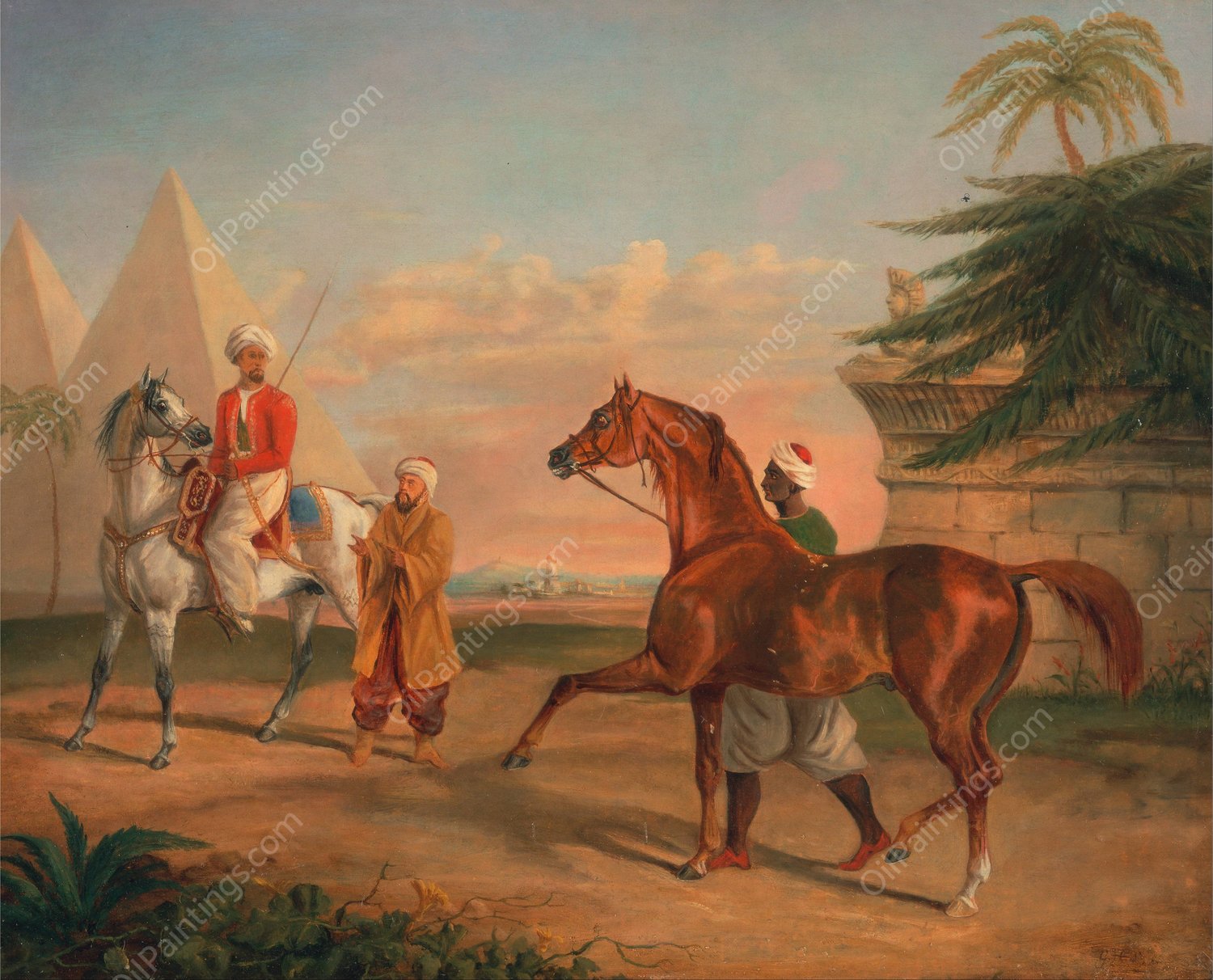 Mameluke purchasing an Arabian stallion by George Henry Laporte - Hand-Painted Oil Painting Reproduction