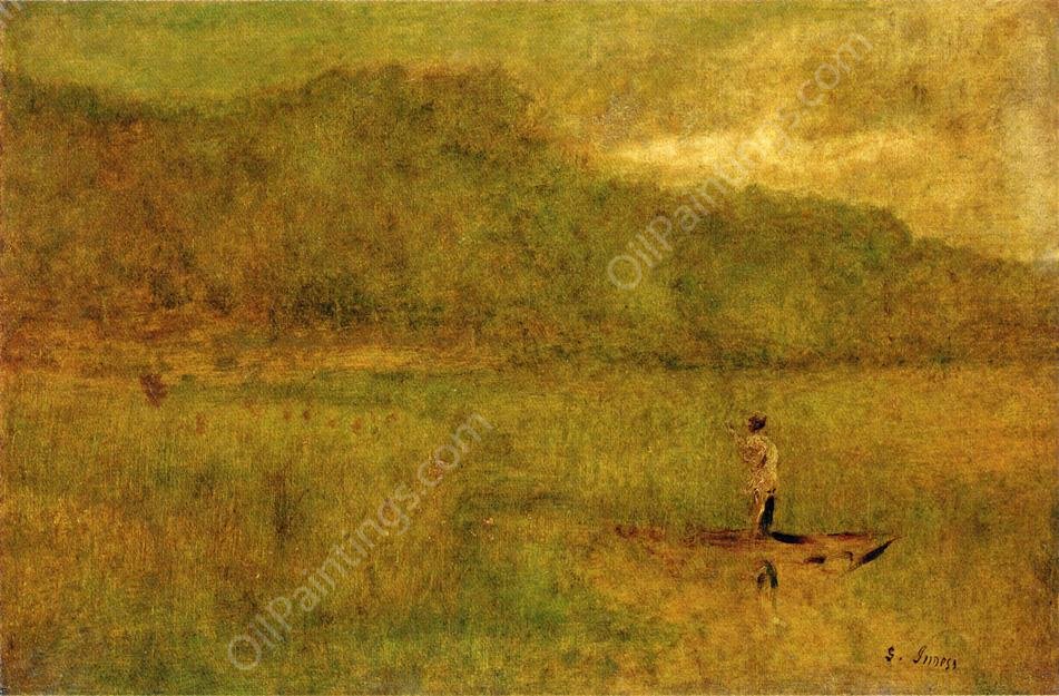Green Marshes by George Inness - Hand-Painted Oil Painting Reproduction