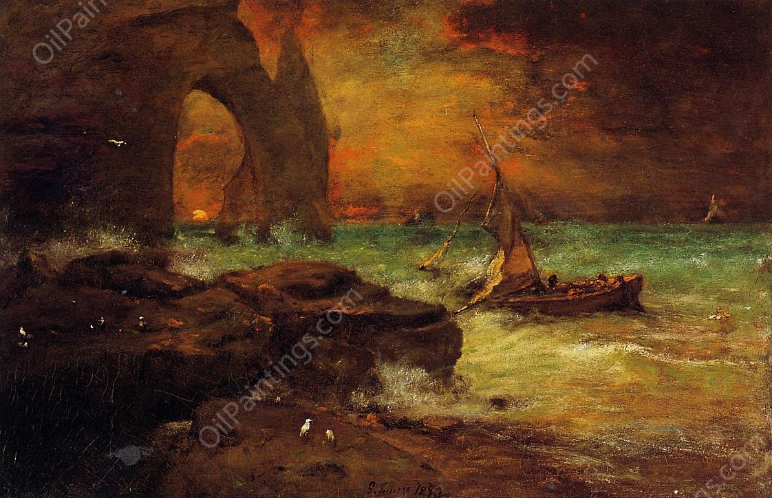 Sunset, Etretat by George Inness - Hand-Painted Oil Painting Reproduction