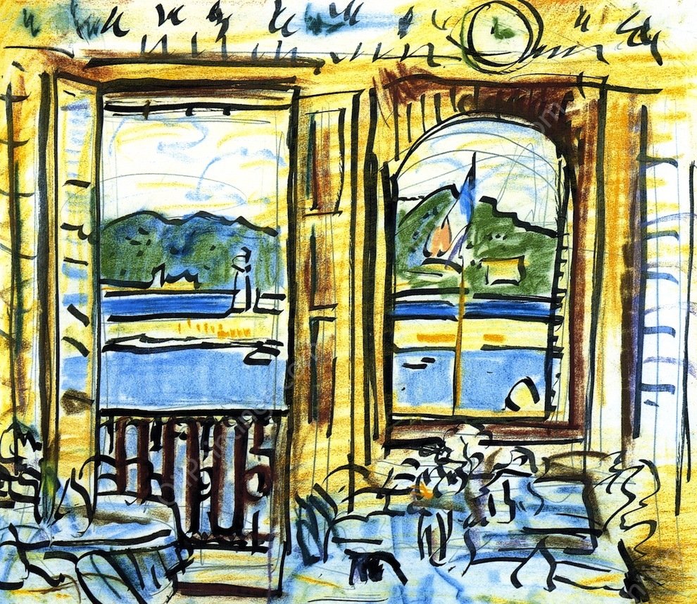 The Cafe, Cassis by George Leslie Hunter - Hand-Painted Oil Painting Reproduction