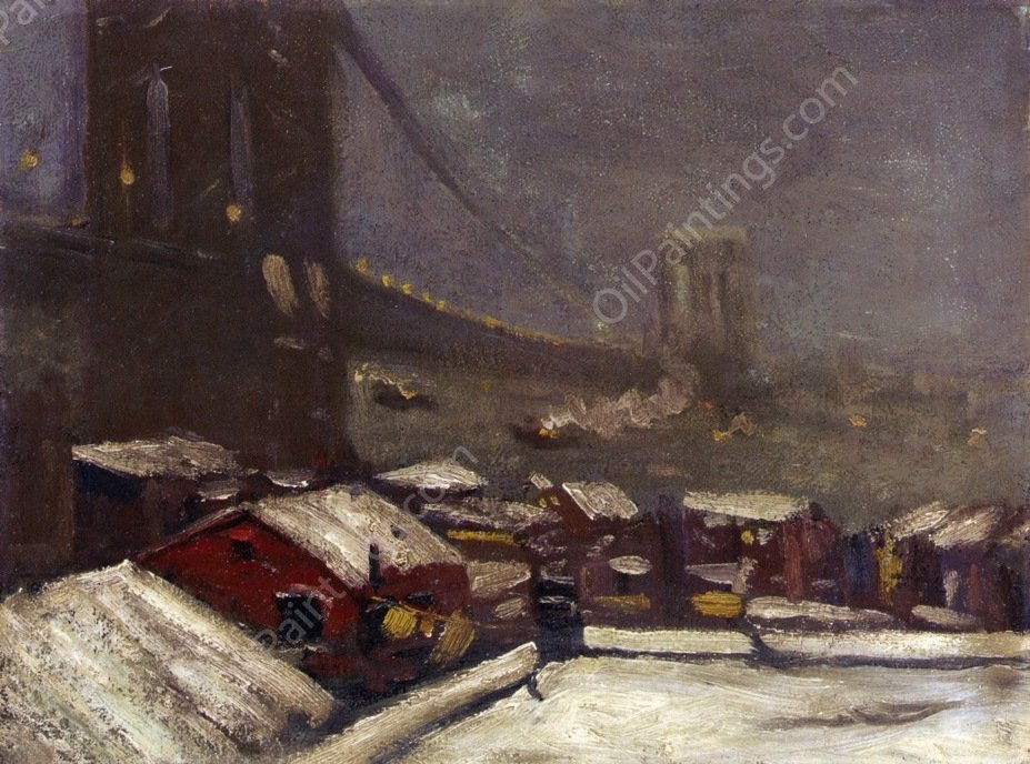 Brooklyn Bridge by George Luks - Hand-Painted Oil Painting Reproduction