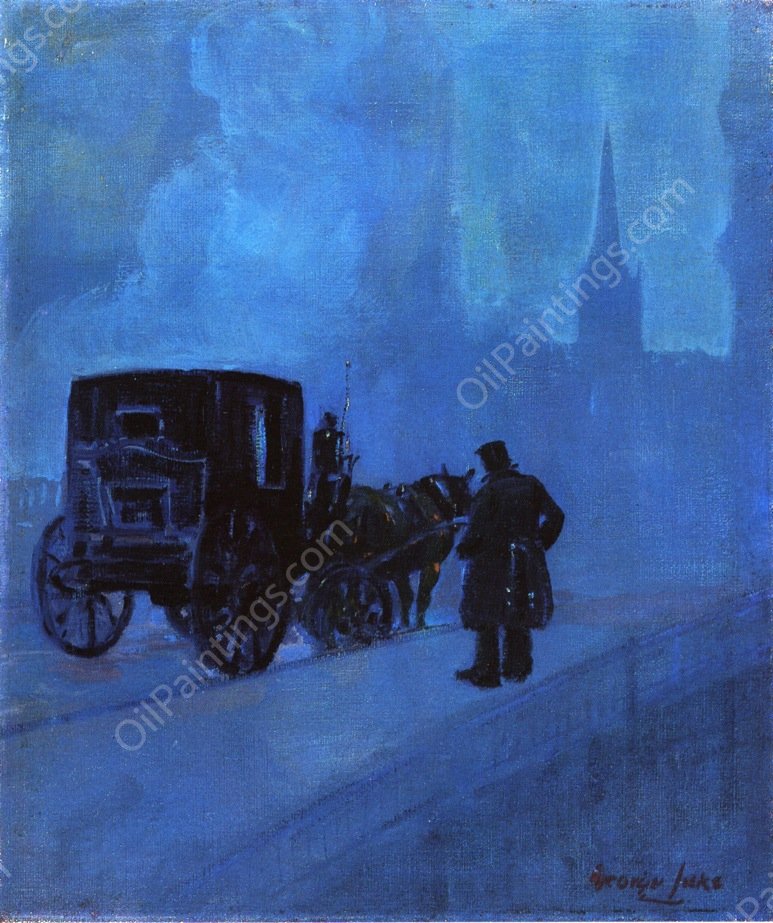 Foggy Night, New York by George Luks - Hand-Painted Oil Painting Reproduction