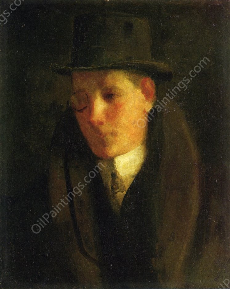 Man with a Monocle by George Luks - Hand-Painted Oil Painting Reproduction