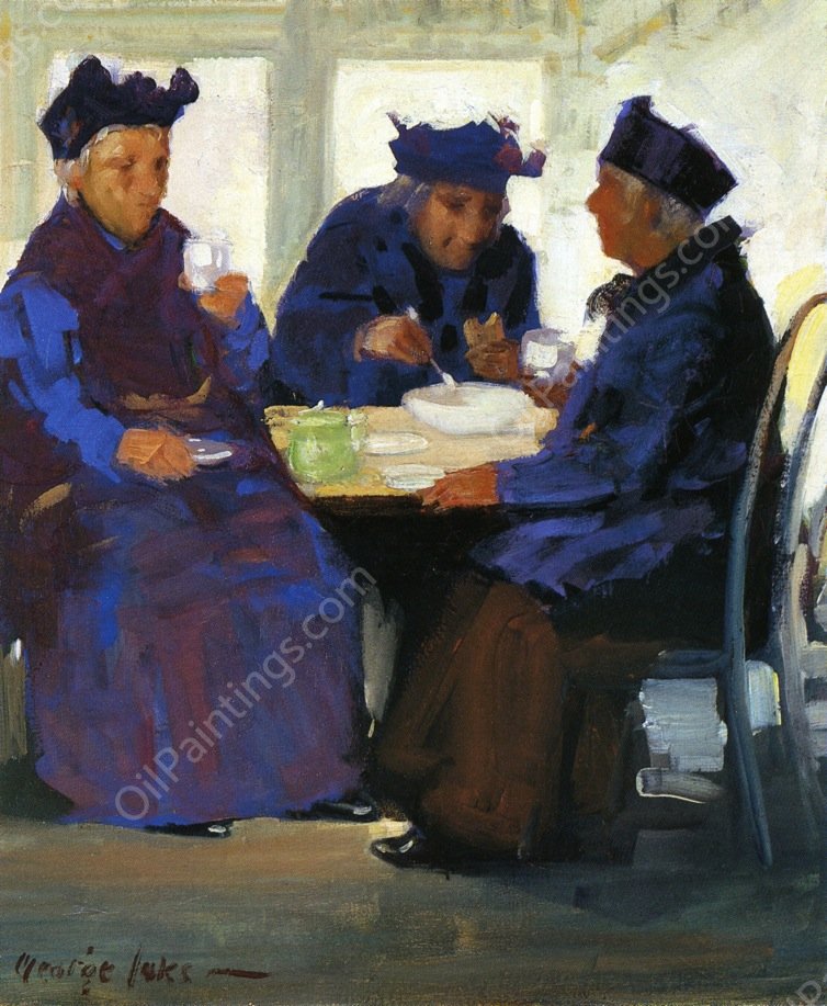Tea Party by George Luks - Hand-Painted Oil Painting Reproduction