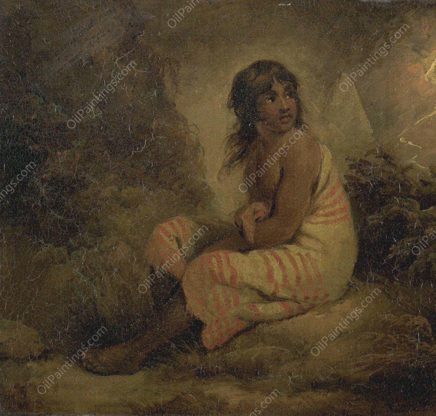 Indian girl by George Morland - Hand-Painted Oil Painting Reproduction