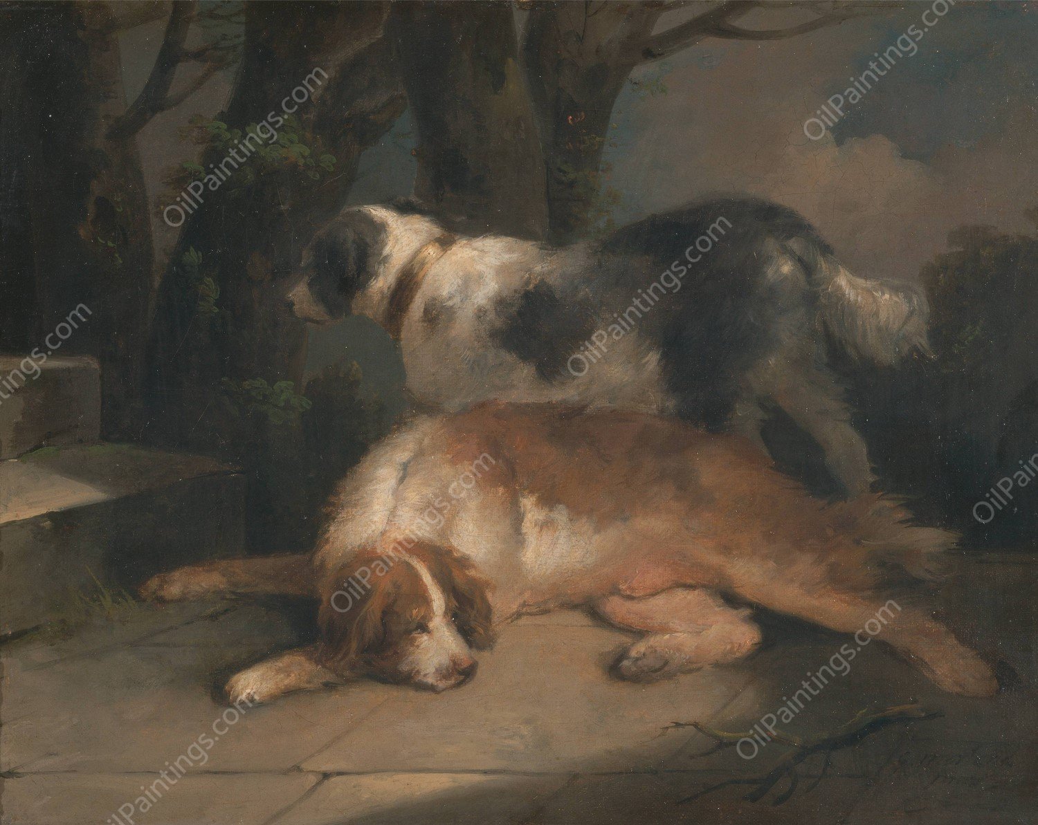 Setters  by George Morland - Hand-Painted Oil Painting Reproduction