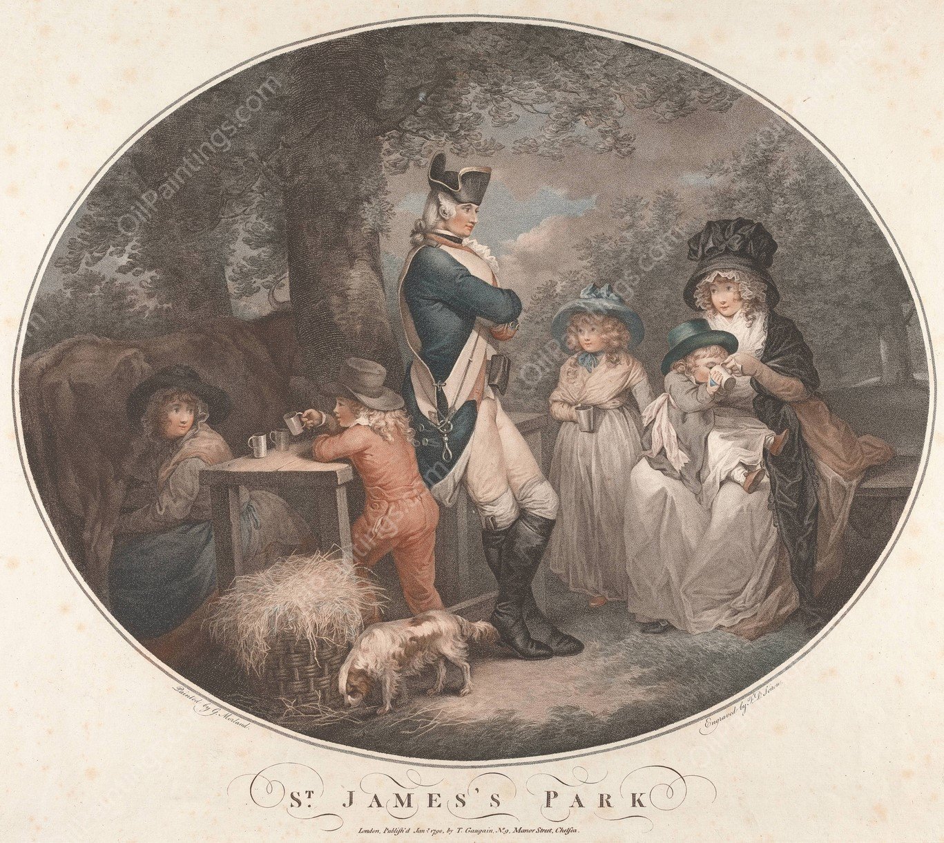 St. James Park  by George Morland - Hand-Painted Oil Painting Reproduction