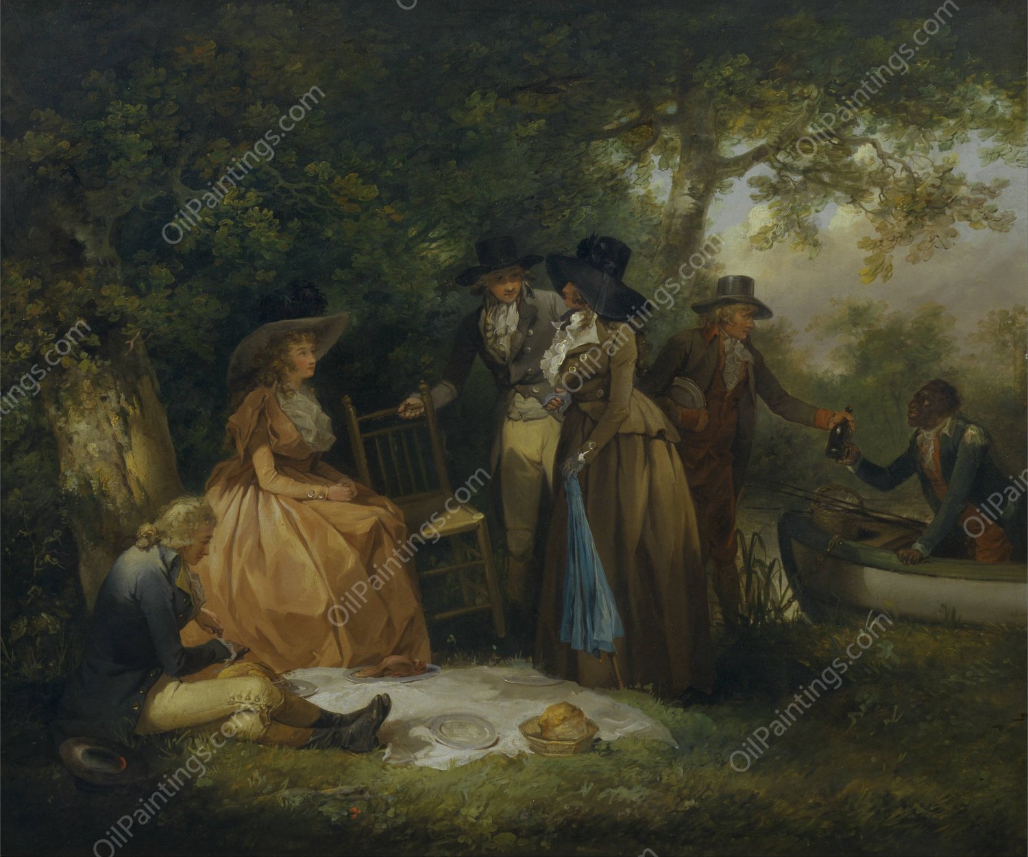 The Anglers'Repast by George Morland - Hand-Painted Oil Painting Reproduction