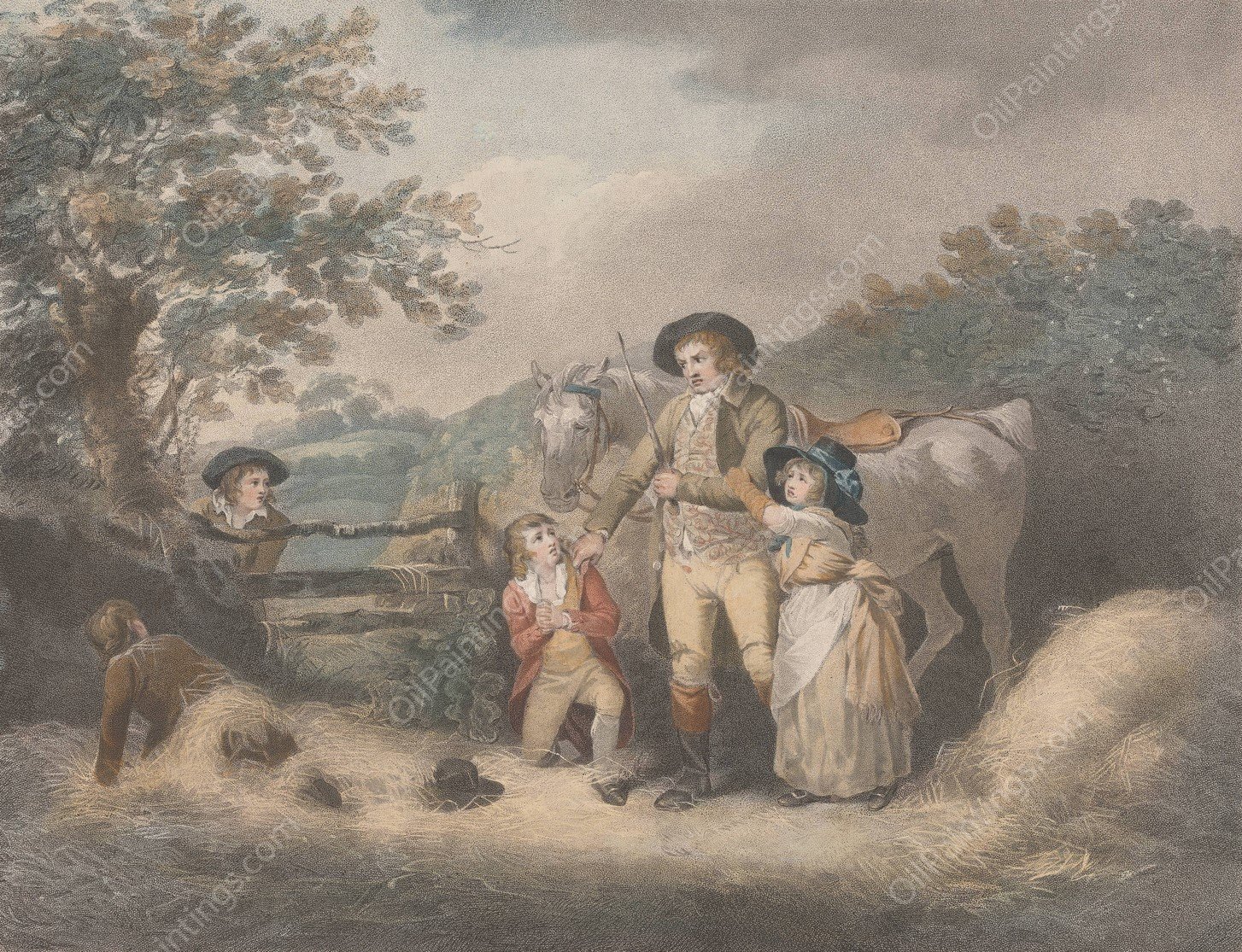 The Angry Farmer  by George Morland - Hand-Painted Oil Painting Reproduction