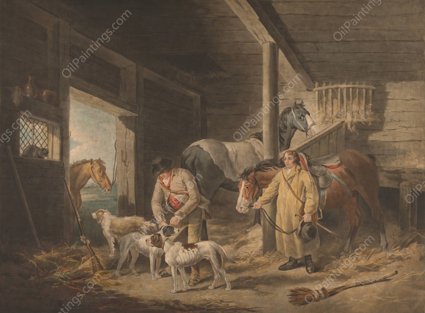 The First of September - Morning  by George Morland - Hand-Painted Oil Painting Reproduction