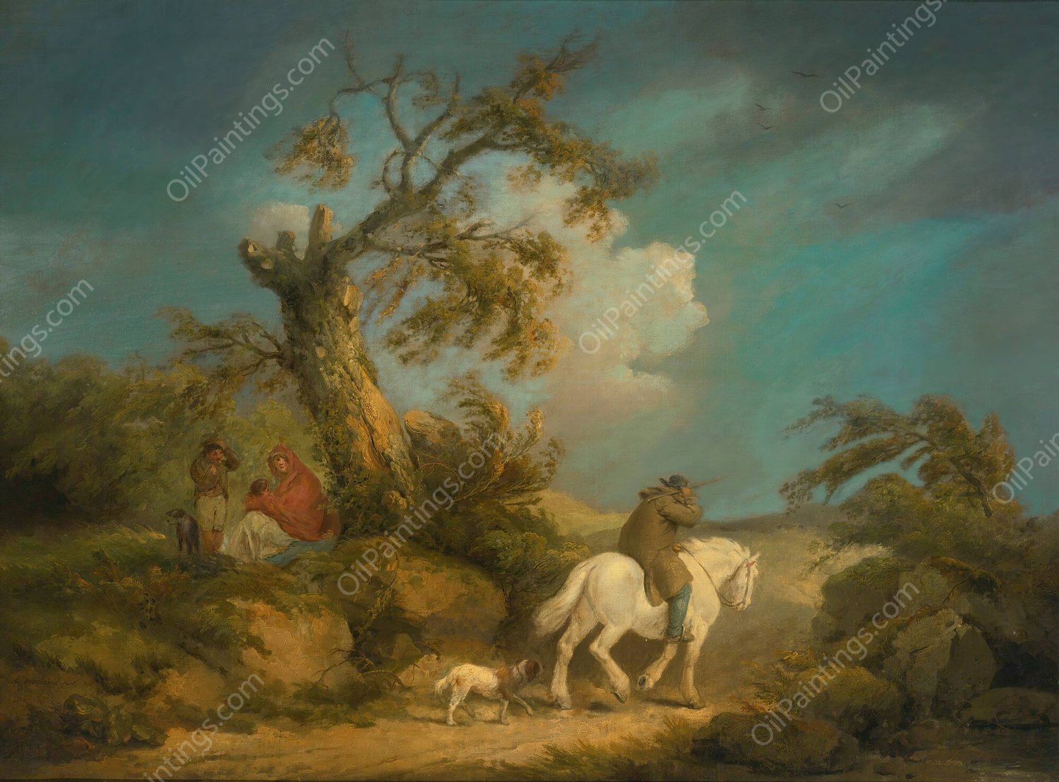 The Storm by George Morland - Hand-Painted Oil Painting Reproduction