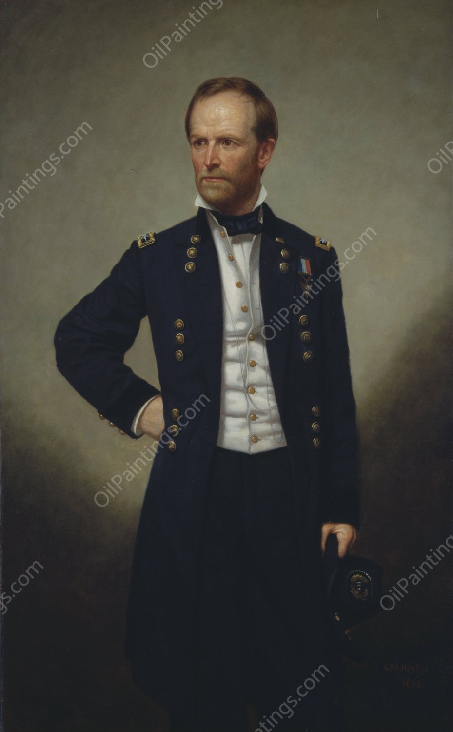 William T. Sherman  by George Peter Alexander Healy - Hand-Painted Oil Painting Reproduction