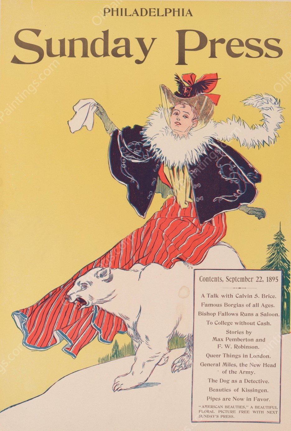 Contents, September 22, 1895; A Talk with Calvin S. Brice by George Reiter Brill - Hand-Painted Oil Painting Reproduction