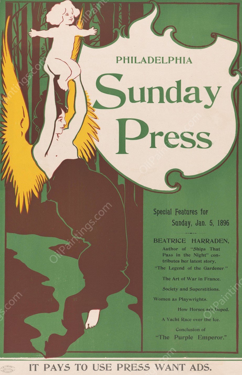 Philadelphia Sunday Press; Jan. 5  by George Reiter Brill - Hand-Painted Oil Painting Reproduction