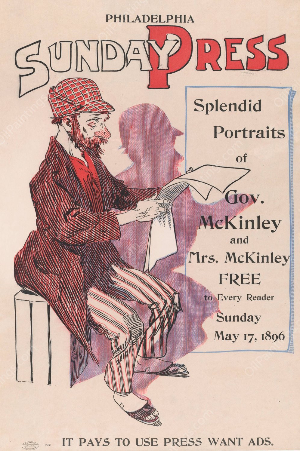 Philadelphia Sunday Press; May 17  by George Reiter Brill - Hand-Painted Oil Painting Reproduction