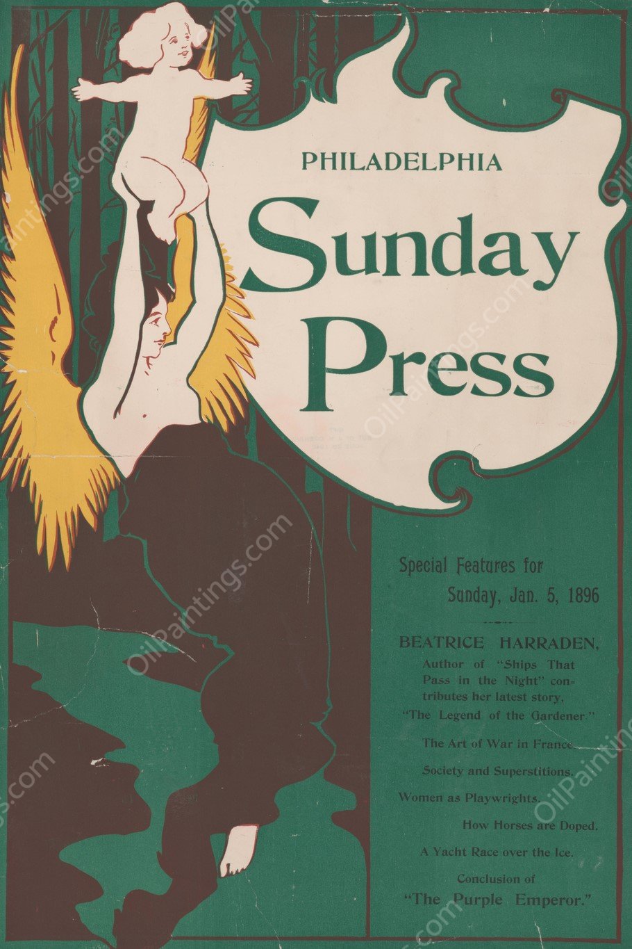 Special features for Sunday, Jan. 5, 1896  by George Reiter Brill - Hand-Painted Oil Painting Reproduction