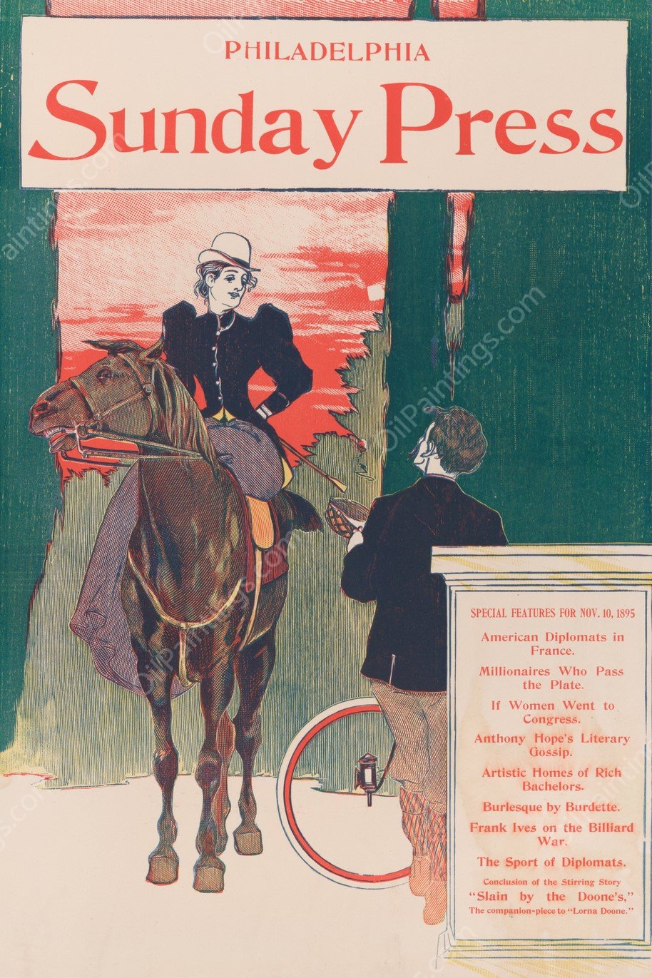 Sunday Press, Special features, Nov. 10, 1895  by George Reiter Brill - Hand-Painted Oil Painting Reproduction