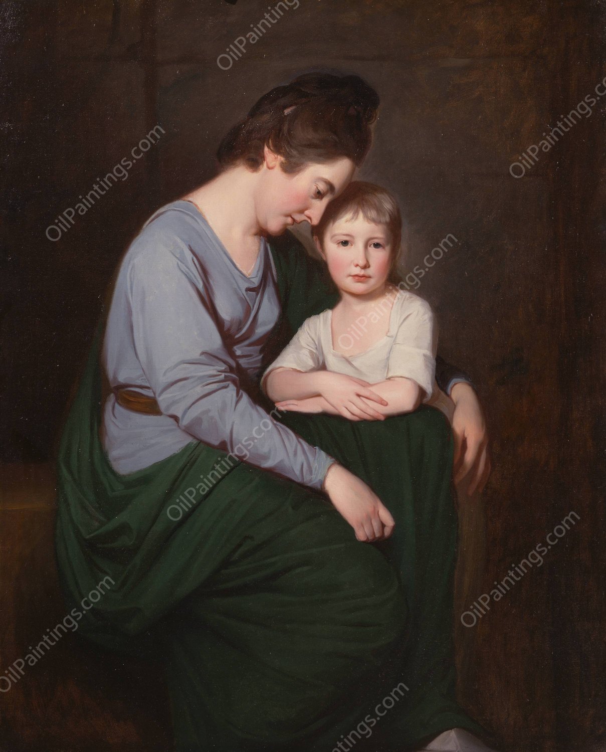 Ann Wilson with Her Daughter, Sybil  by George Romney - Hand-Painted Oil Painting Reproduction