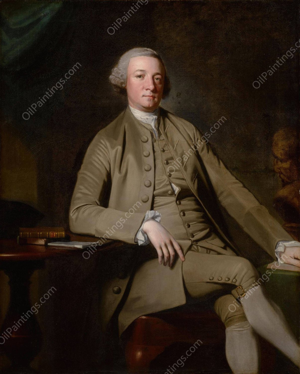 Portrait of a Gentleman, seated, probably William Suddel of Lancaster by George Romney - Hand-Painted Oil Painting Reproduction