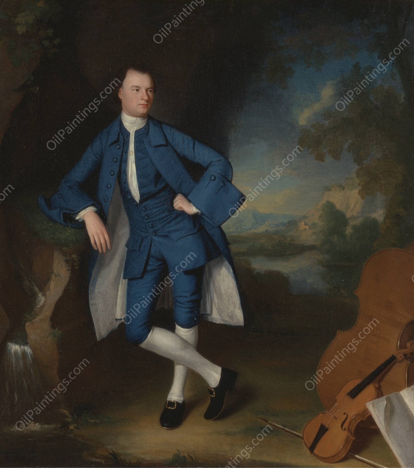 Portrait of a Man  by George Romney - Hand-Painted Oil Painting Reproduction