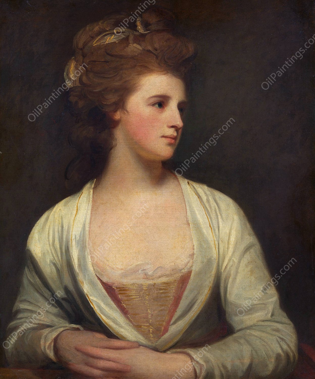 Portrait of a Woman, Said to Be Emily Bertie Pott  by George Romney - Hand-Painted Oil Painting Reproduction