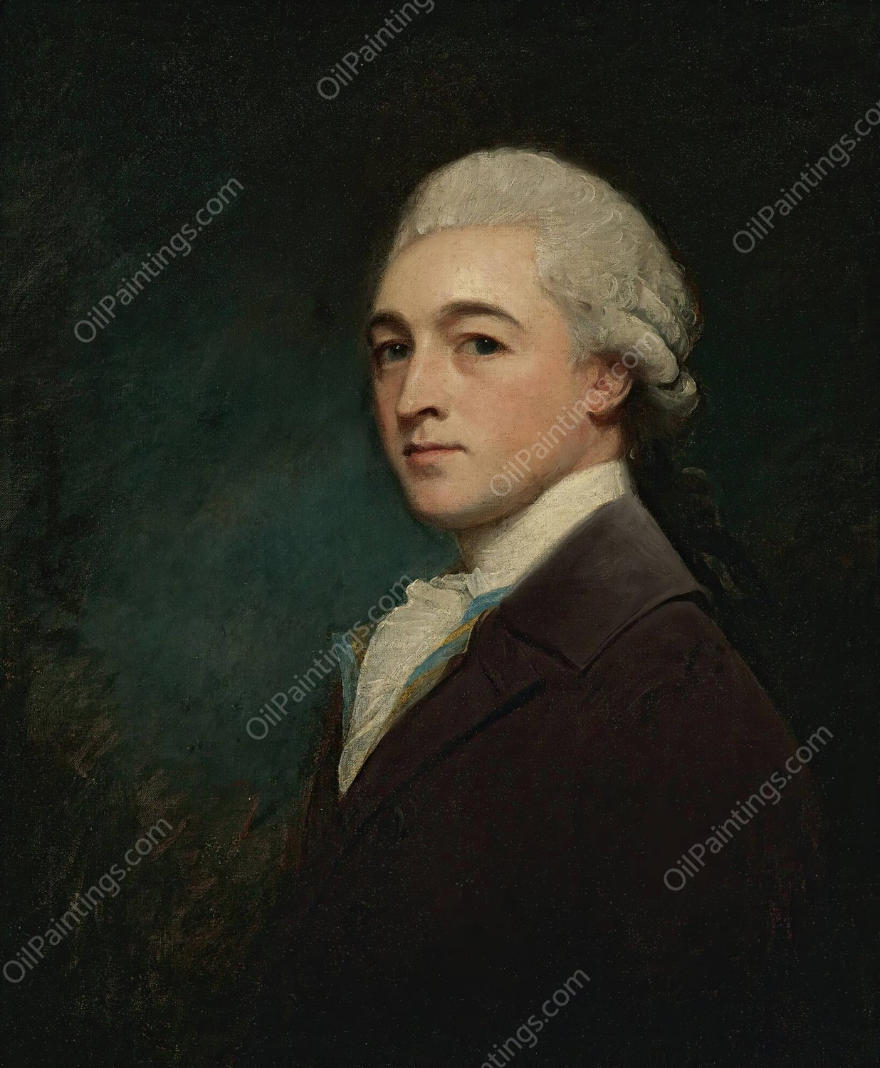 Portrait Of A Young Man by George Romney - Hand-Painted Oil Painting Reproduction