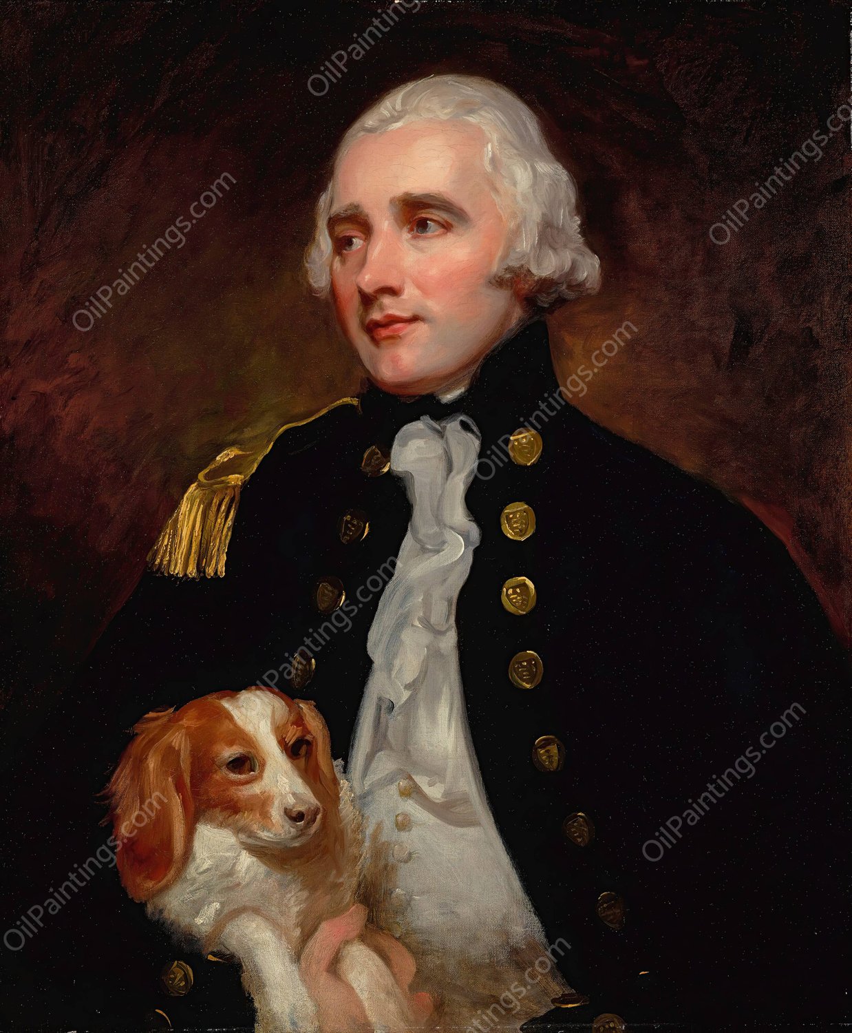 Portrait Of An Officer Of The Corps Of Engineers, Half-Length, Formerly Identified As Sir George Grey by George Romney - Hand-Painted Oil Painting Reproduction
