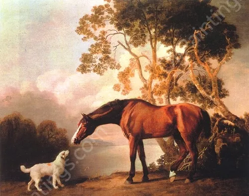 Bay Horse and White Dog by George Stubbs Oil Painting Reproduction