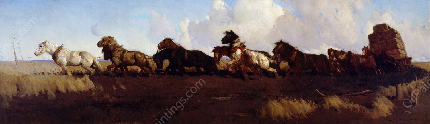 Across the Black Soil Plains  by George Washington Lambert - Hand-Painted Oil Painting Reproduction