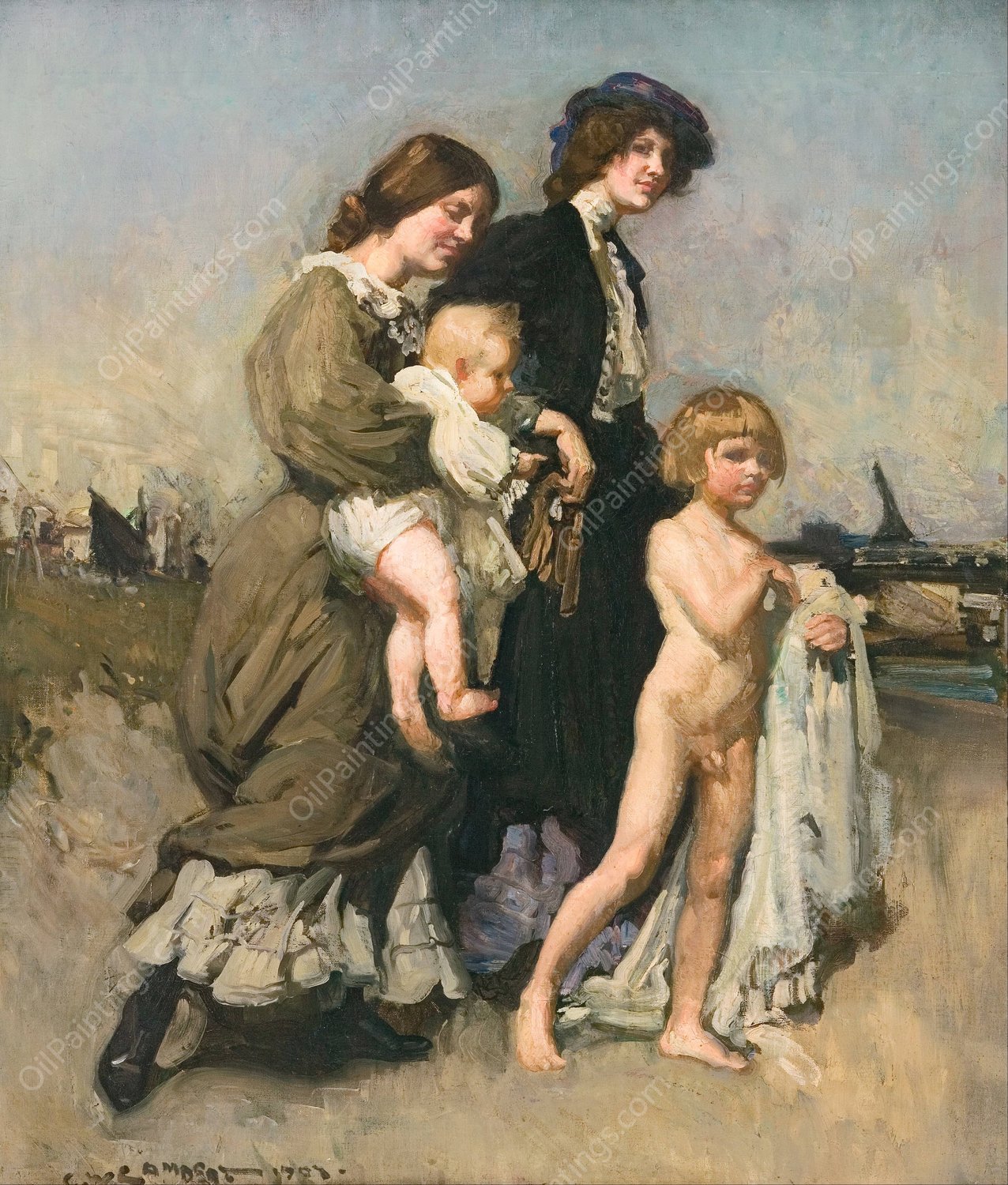 The Holiday Group  by George Washington Lambert - Hand-Painted Oil Painting Reproduction