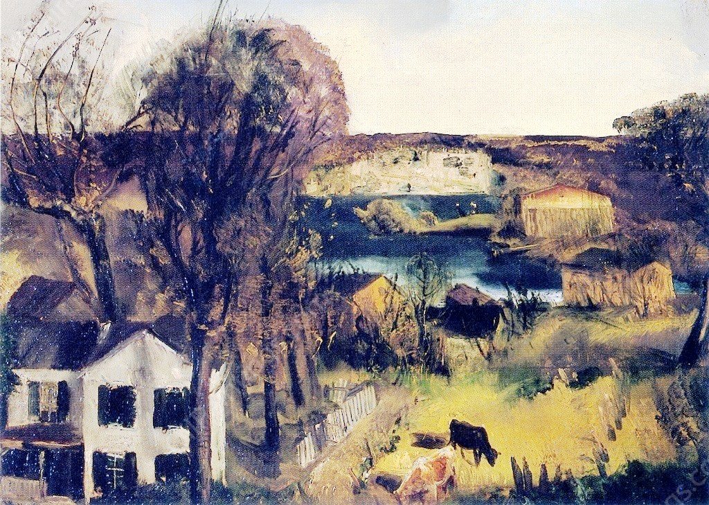 Hudson at Saugerties by George Wesley Bellows - Hand-Painted Oil Painting Reproduction