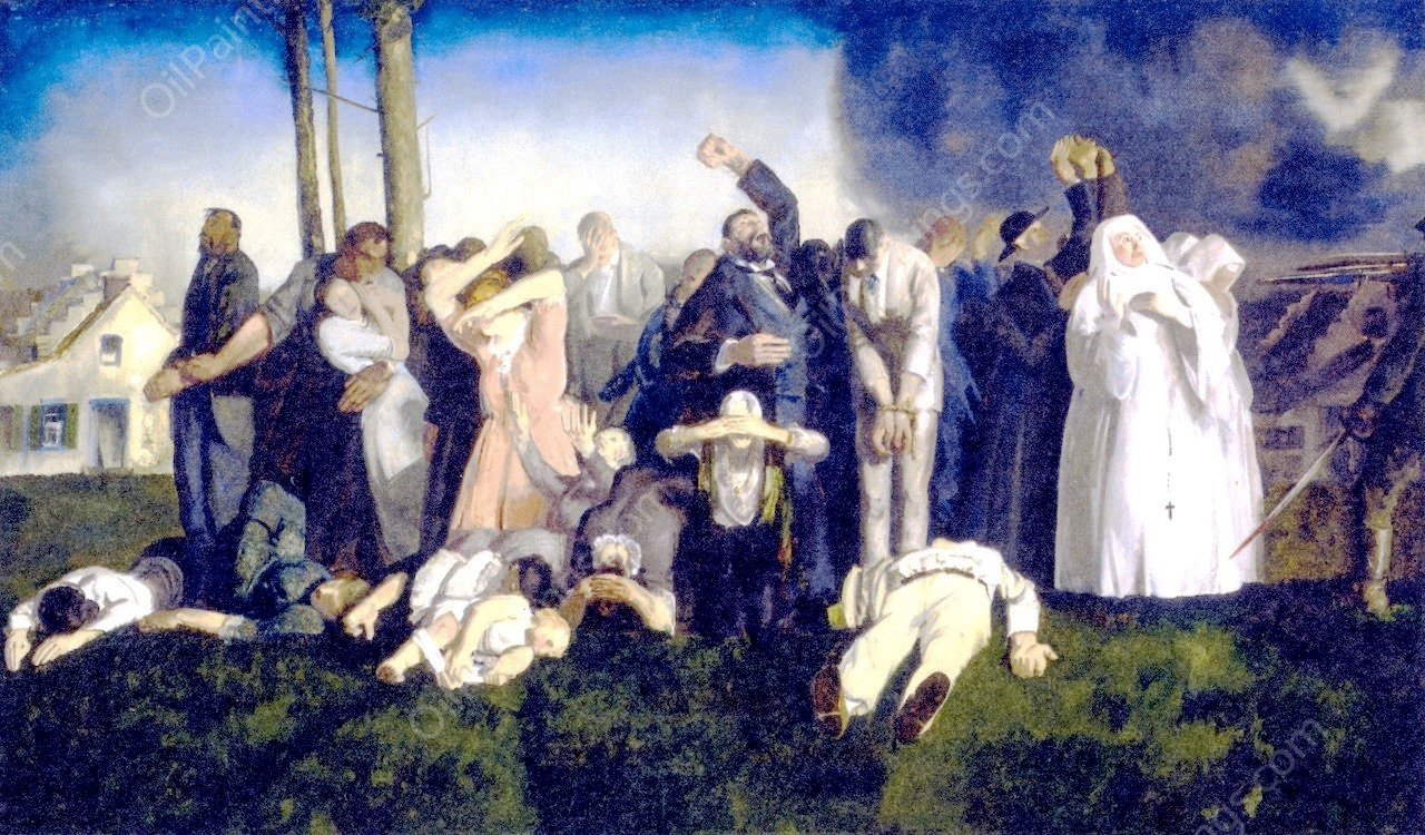 Massacre at Dinant by George Wesley Bellows - Hand-Painted Oil Painting Reproduction