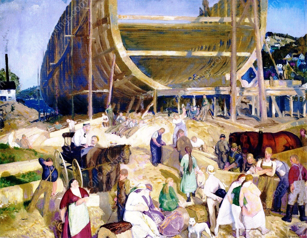 Shipyard Society by George Wesley Bellows - Hand-Painted Oil Painting Reproduction