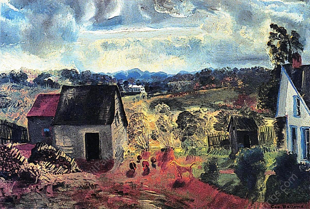 Sunset, Shady Valley (also known as Bogg's Road) by George Wesley Bellows - Hand-Painted Oil Painting Reproduction