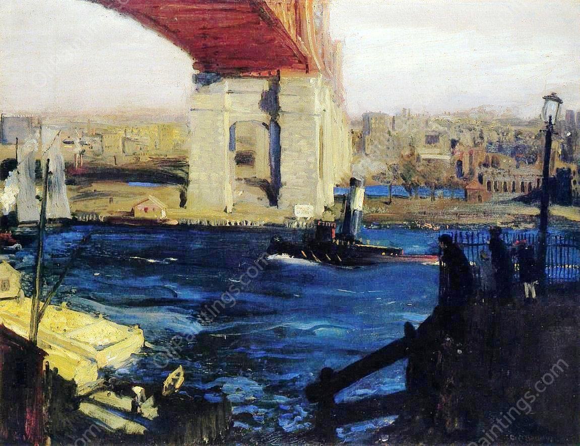 The Bridge, Blackwell's Island by George Wesley Bellows - Hand-Painted Oil Painting Reproduction