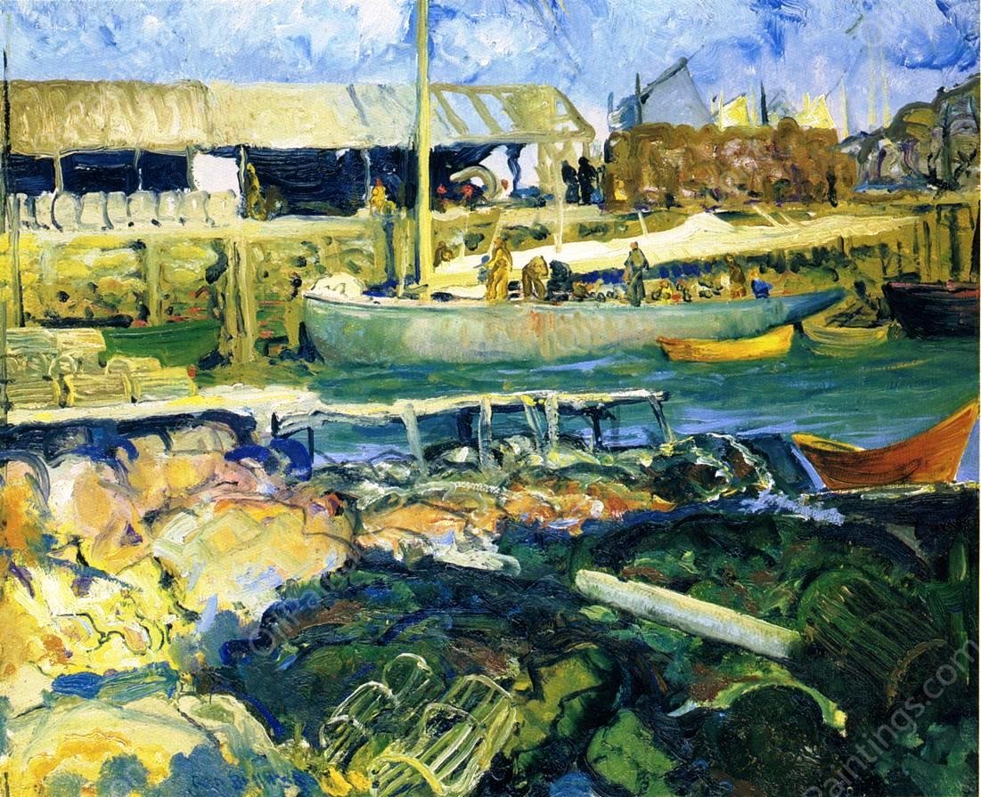 The Fish Wharf, Matinicus Island by George Wesley Bellows - Hand-Painted Oil Painting Reproduction